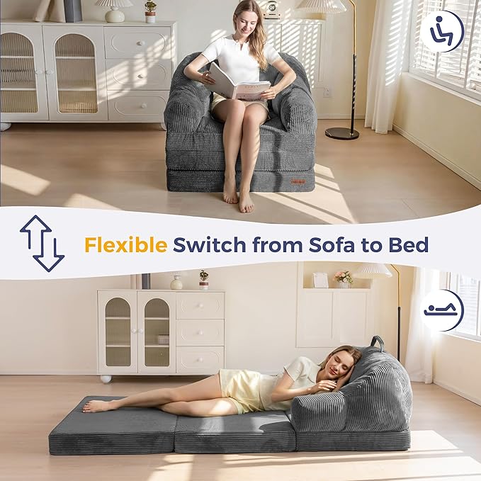 MAXYOYO Folding Sofa Bed with Backrest, Boneless Fold Out Couch Bed with Handle