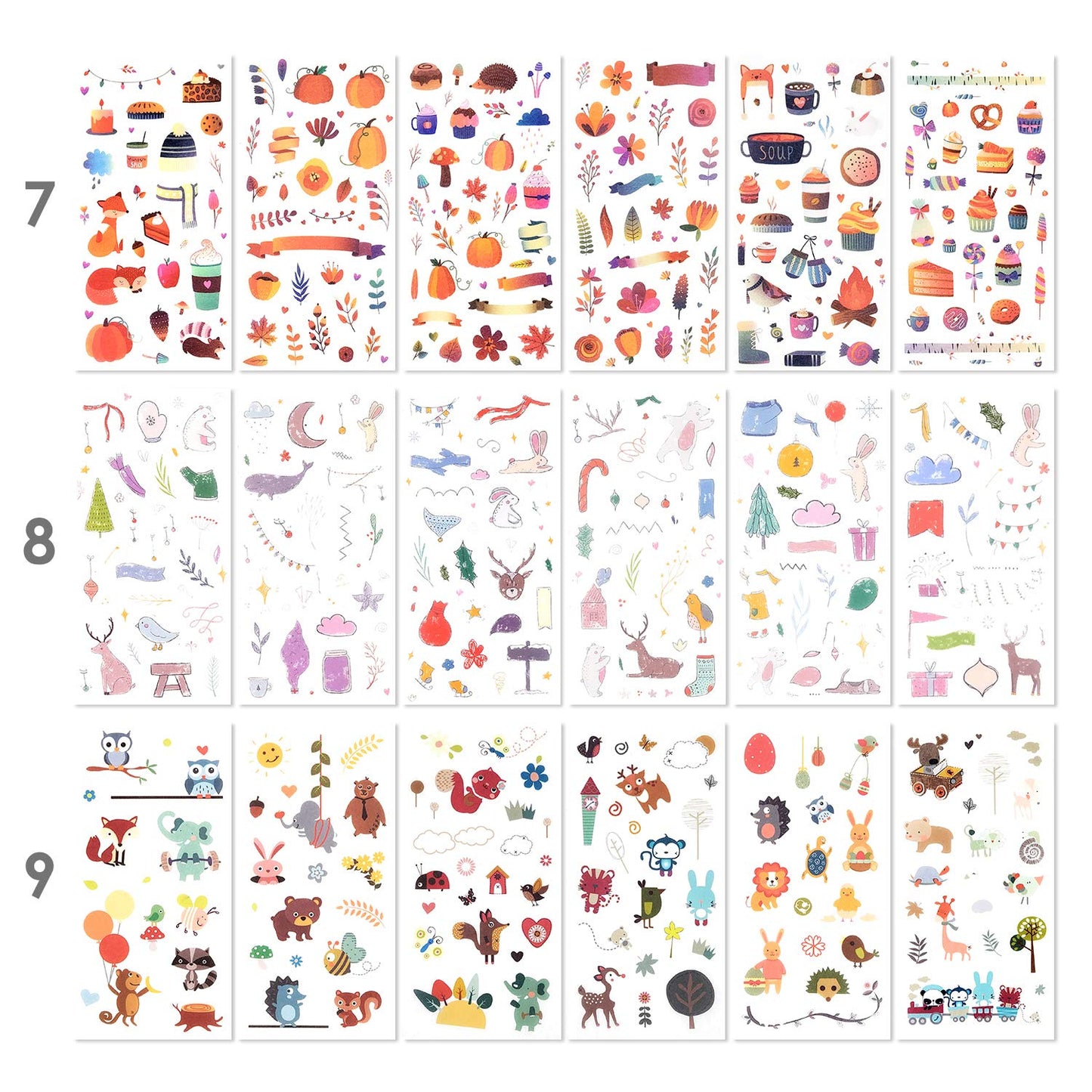 Mayplous 12 Pack Washi Sticker Set, 72 Sheets Decorative Washi for Journals, Planners, Scrapbooks, DIY Cards, Albums & Craft Projects (Innocence)
