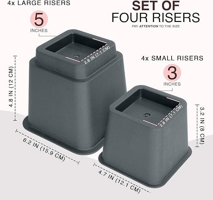 Utopia Bedding Bed Riser, 3 & 5 Inches Adjustable Furniture Risers