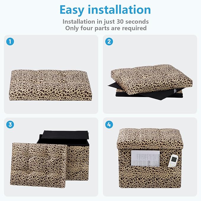 AmasSmile Storage Ottoman Folding Foot Rest Stool