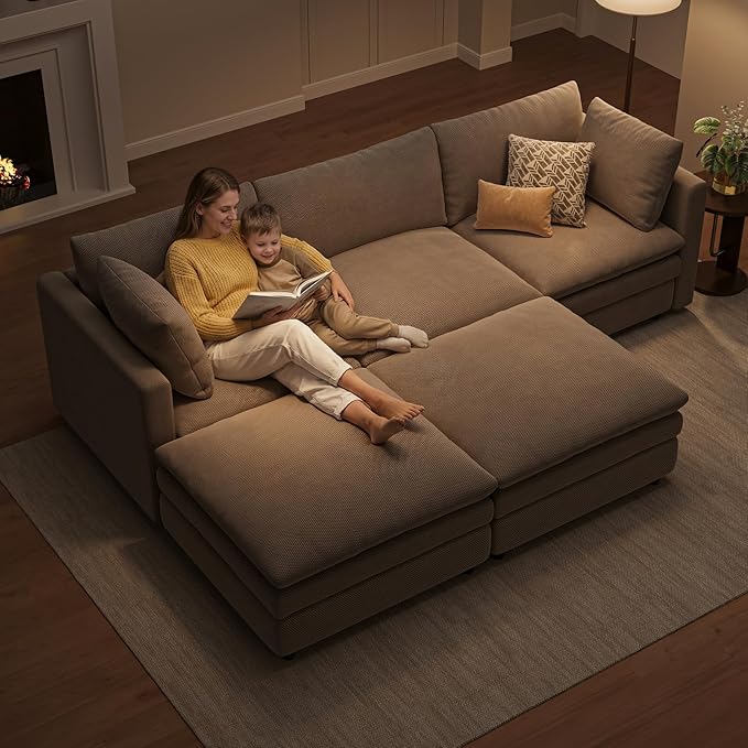 97" Cloud Couches for Living Room, 29.1" Deep Seat Modular Sectional Sofa