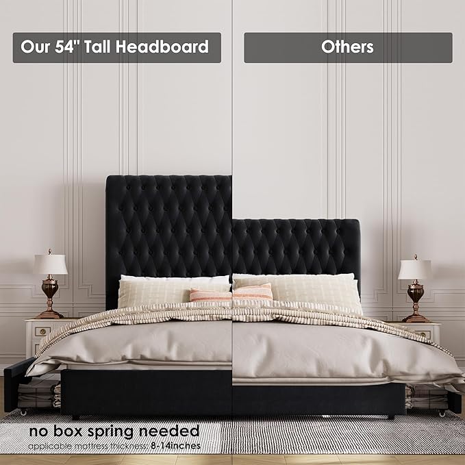King Size Bed Frame 54" Tall Headboard