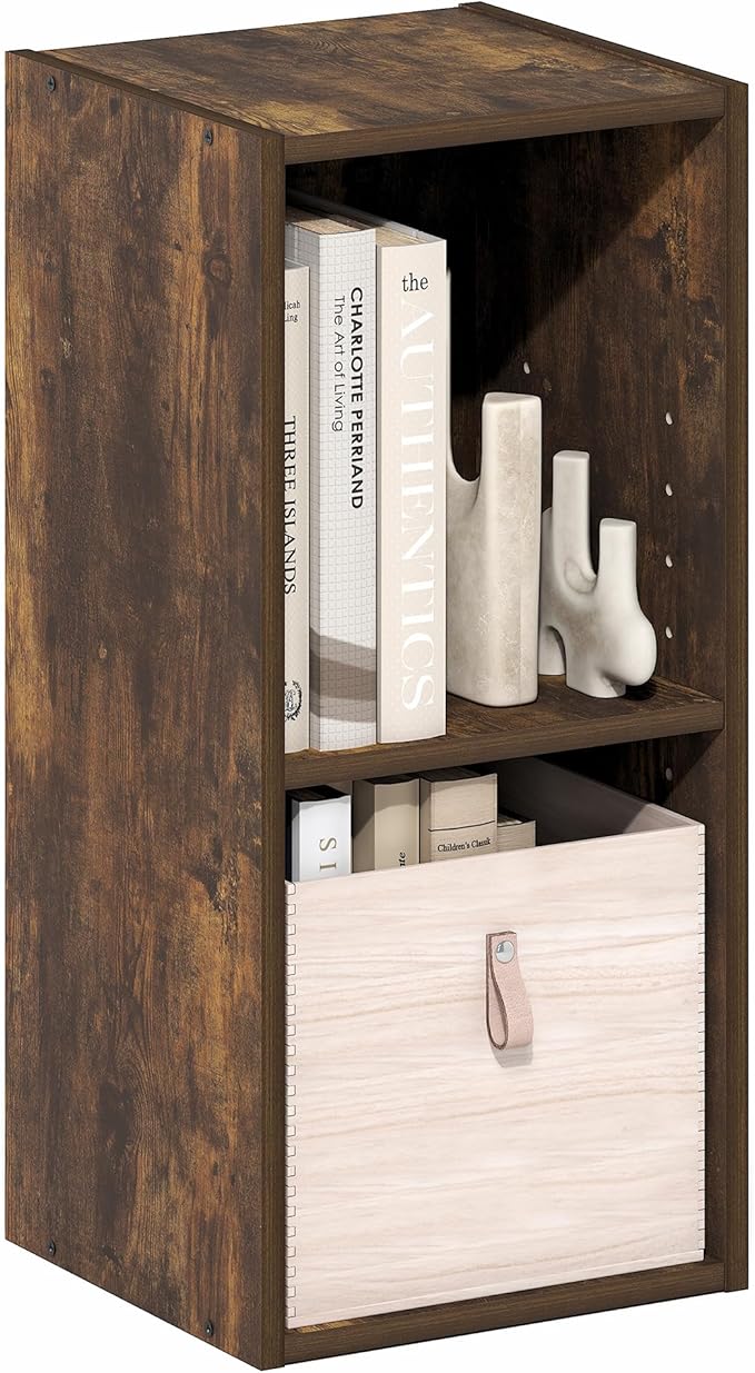 Furinno Fulda Book Shelf, 2-Tier Narrow Bookshelf, Bookcase