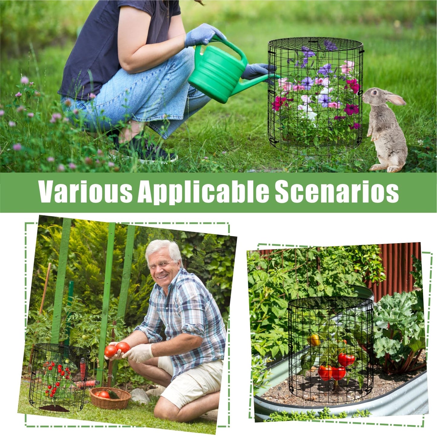 5 Packs Garden Plant Protectors from Animals,Metal Plant Cage Chicken Wire Cloche with Ground Stakes and Nylon Tie,Garden Plant Protectors for Flower Vegetable to Keep Animals Out-11.8"x 12.6"