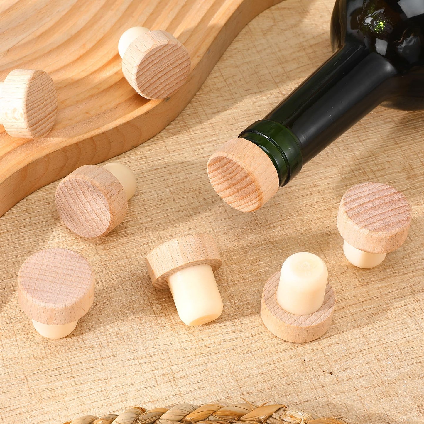 100Pcs Wine Corks T Cork Plugs for Wine Cork Stopper Reusable Corks Wooden and Rubber Stopper