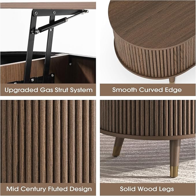 JOINICE 42.5" Oval Lift Top Coffee Table
