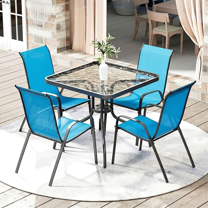 Arlopu 5 Piece Outdoor Patio Dining Set, Porch Furniture