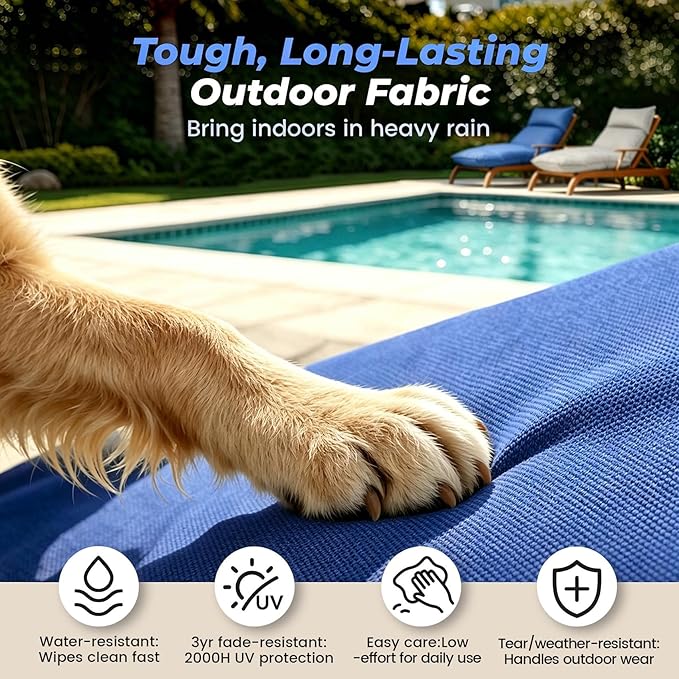 Outdoor Chaise Lounge Chair Cushion, Waterproof Non-Slip Patio Chaise Lounge