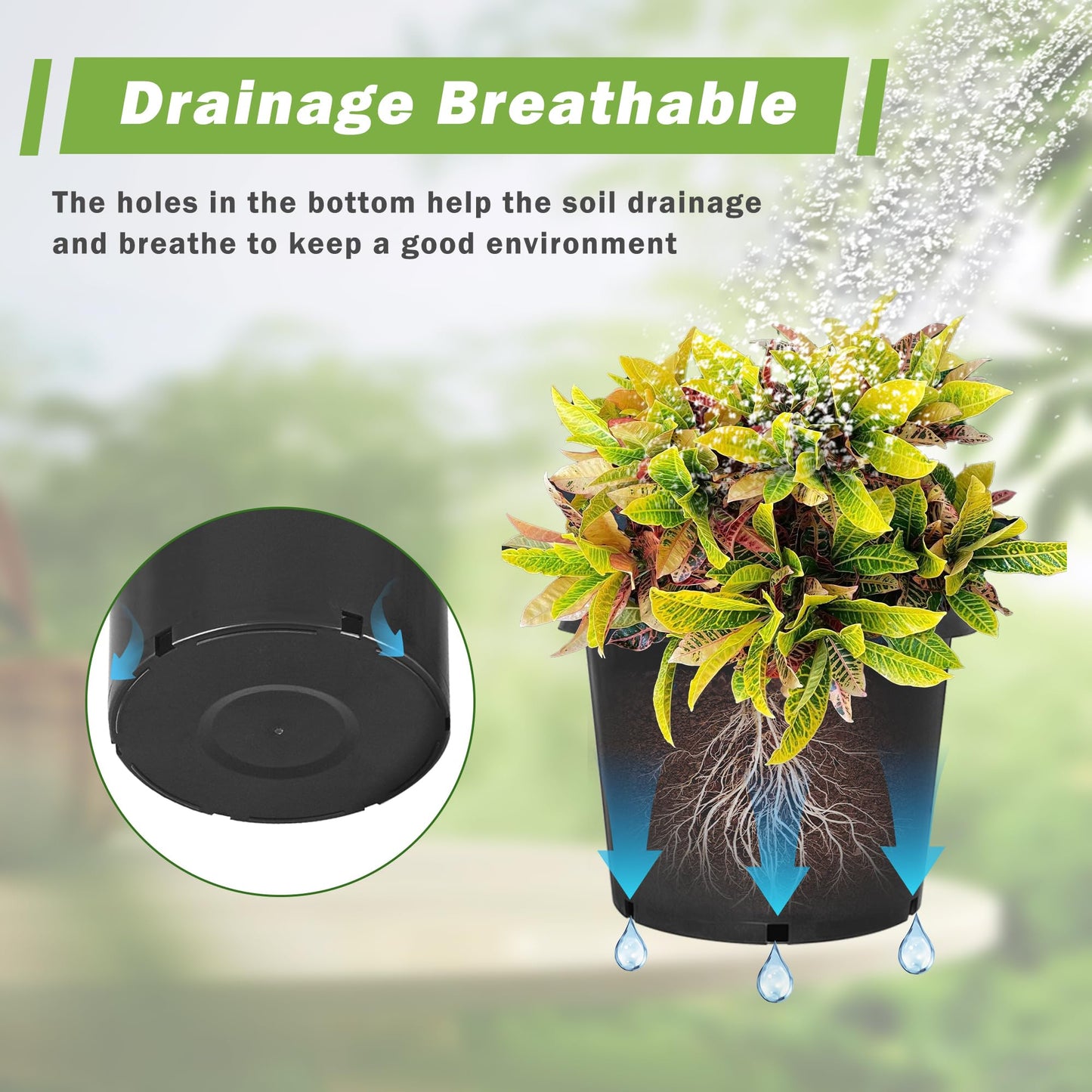 HOSTIC 3 Gallon Flexible Nursery Pots Gallon Pot with Drainage Holes Plastic Plant Container Suitable for Indoor Outdoor Vegetables Flowers Plants 10 PCS