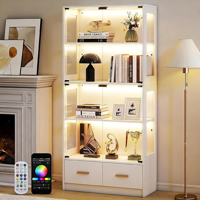 Lamtor 67-inch Glass Display Cabinet – Curio Cabinet