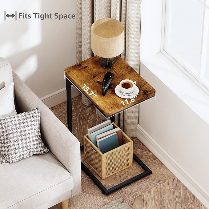 QEEIG C Table Side Table Set of 2 Living Room Sets C Shaped Couch Tray End