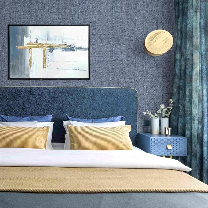 Blue Grasscloth Peel and Stick Wallpaper Textured Contact Paper 15.7in x