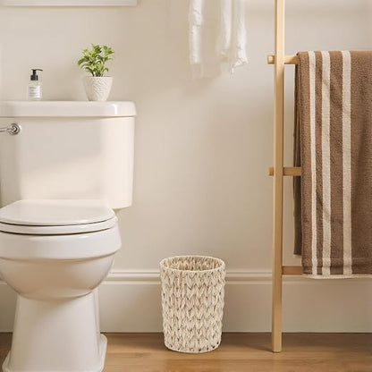 GRANNY SAYS Small Wicker Trash Can, 2 Gallon Bathroom Waste Basket, Small Bathroom Garbage Can, Plastic Trash Basket for Decor, Round Wastebaskets for Office, Bedroom, Cabinet