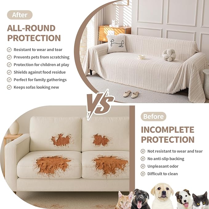 Boho Chenille Couch Cover for Dogs, Non Slip Sofa Cover, Couch Slipcover Covers