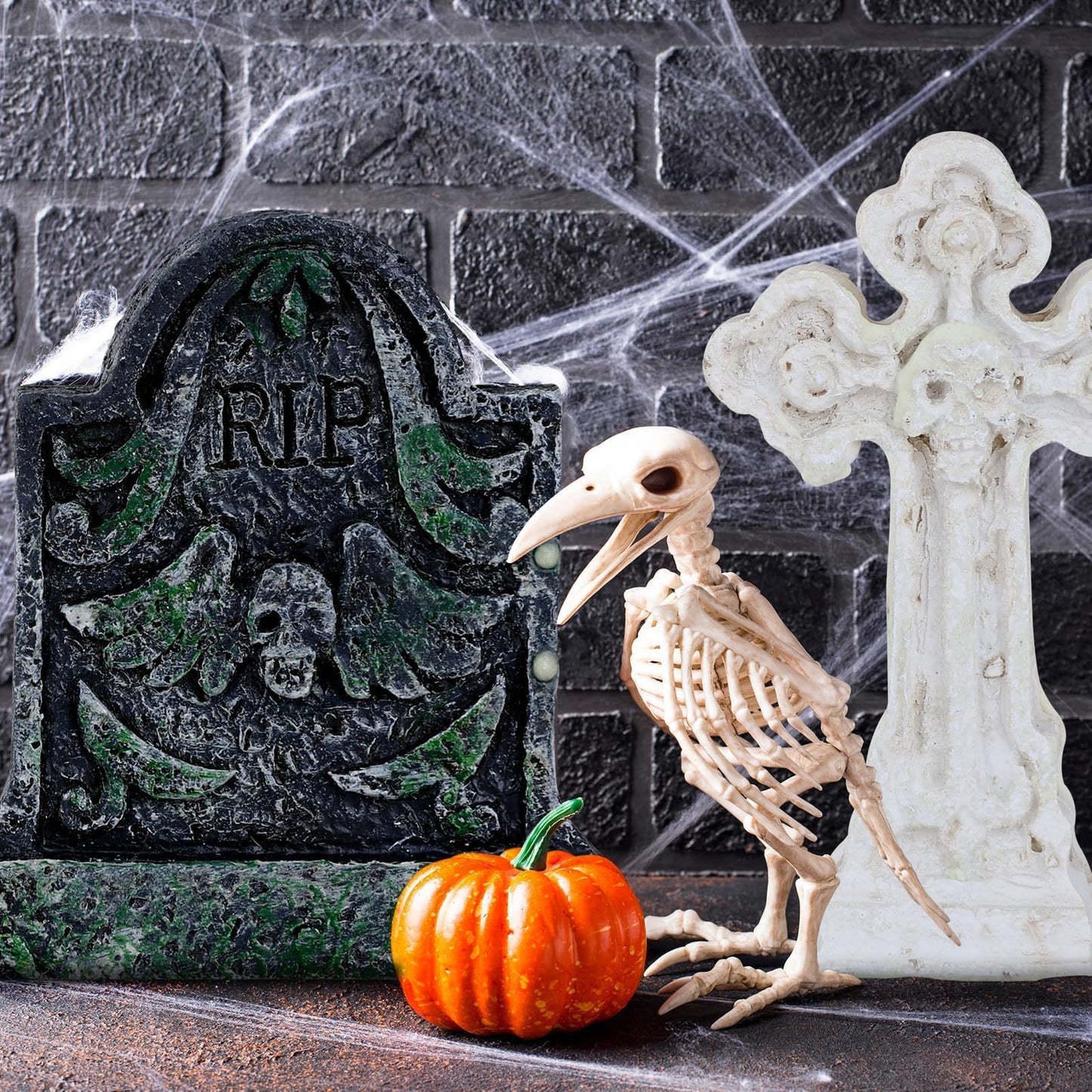 6 Pcs Fluorescent Halloween Miniature Tombstones Mini Village Accessories Resin Halloween Figurines Glow in The Dark Tombstones Ornaments for Fish Tank Cake Decor Landscape DIY Crafts
