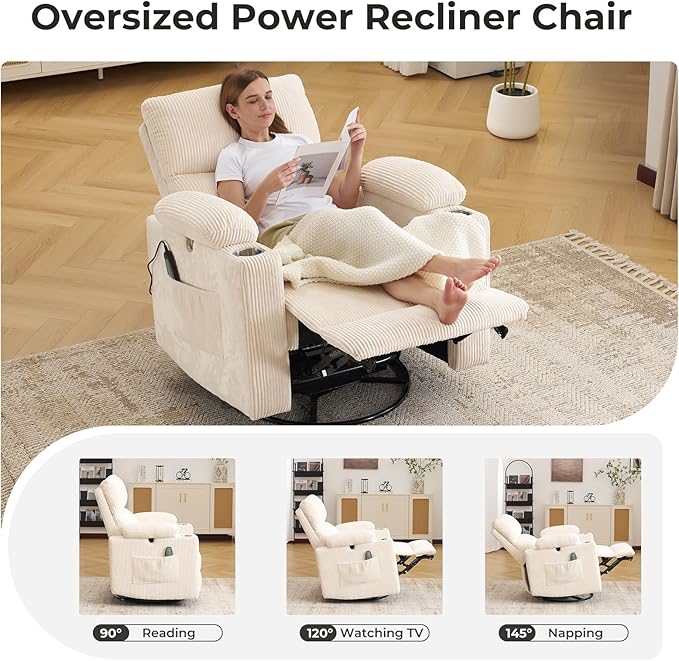 Oversized Power Recliner Chair Swivel Glider
