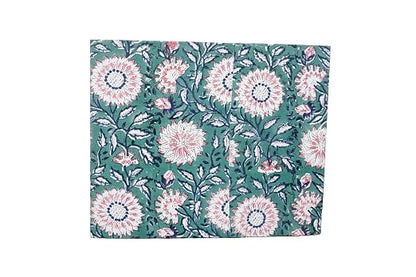 3.3 Gallon Cotton Hand Block Printed Paper Waste Basket |Small Decorative Trash Can for Housewarming Gifts in Living Room, Bedroom, Bathroom | Eco-Friendly, Plastic-Free (1, Green Pink FLOWAR)