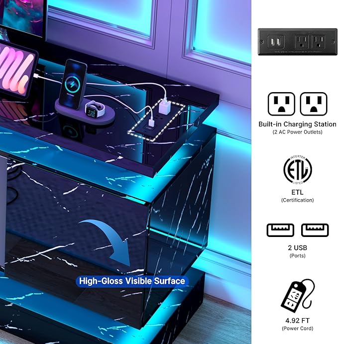 chartustriable 71IN LED TV Stands w/Power Outlet