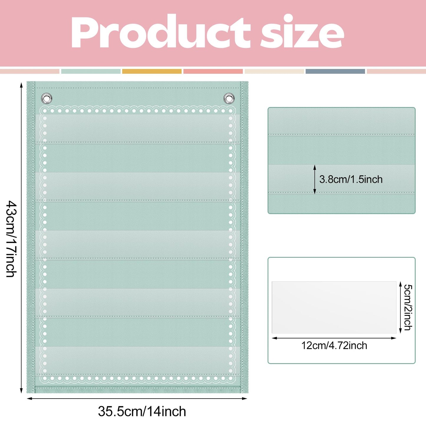 Gueevin 6 Set Magnetic Pocket Chart with 5 Clear Pockets and 30 Dry Erase Cards Painted Classroom Schedule Pocket Chart for Whiteboard Class Demonstrations(Macaron Color,Stripes Pattern)