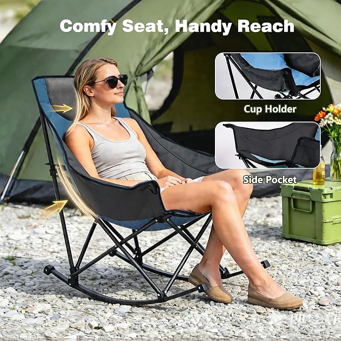 SUNNYFEEL Oversized Rocking Camping Chair, Fully Padded Patio Chair