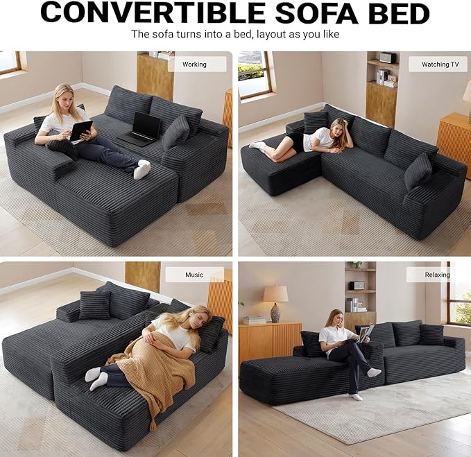 108 Inch Cloud Sectional Couch, Modern Modular Sectional Sofa