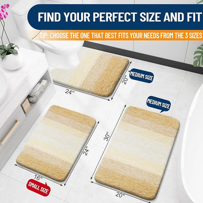 OLANLY Bathroom Runner Rugs Mat 44x24, Extra Soft Absorbent Microfiber Bath Rug, Rubber Backing, Quick Dry, Washable Long Bath Mats for Bathroom, Tub and Shower, Home Decor Accessories, Light Yellow