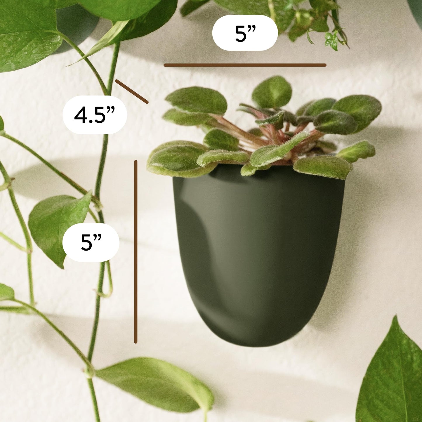 Make Good PlantPod Luxe - Self-Watering Wall Planters (Set of 6, Forest Green) - Easy to Water and Install - Lightweight - Design Your Own Vertical Garden - Wall Planters for Indoor Plants
