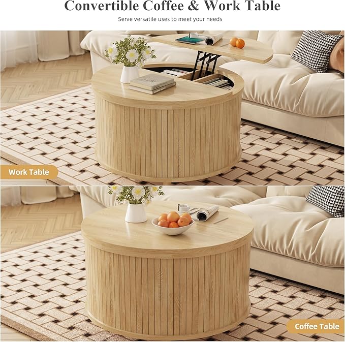 Easyego Lift Top Coffee Table for Small Spaces, 31.5" Mid-Century Modern Wooden