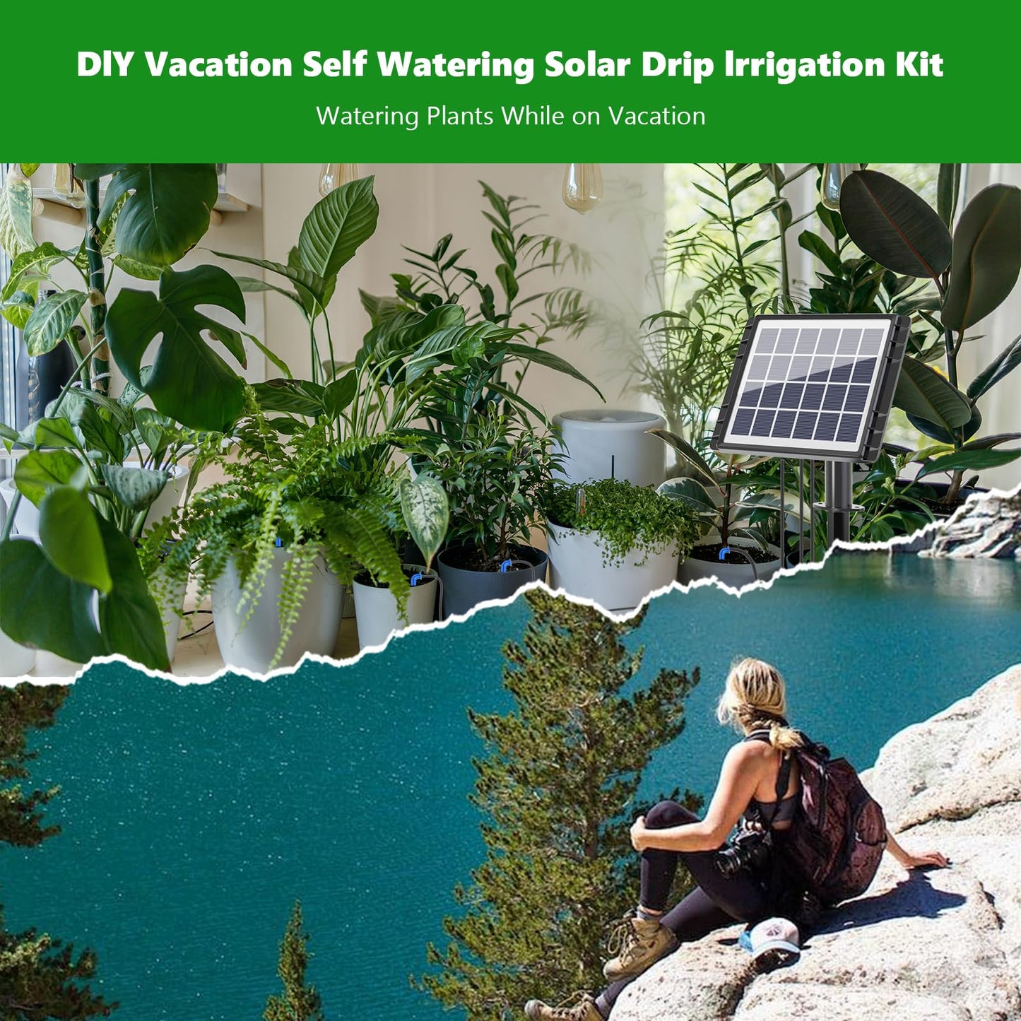 Solar Drip Irrigation Kit Accessories, 49 FT Tubing, Drip Irrigation Extra Accessories Kit,15 tee Fittings and 15 drippers for Balcony Patio & Garden