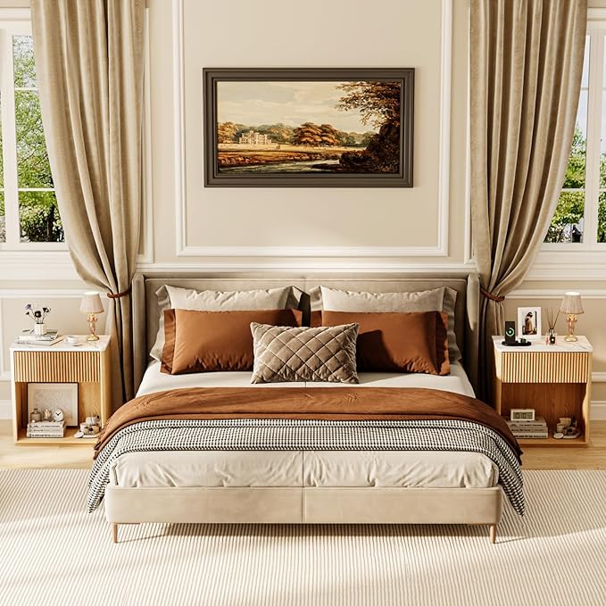 Modern Fluted Nightstand Set of 2