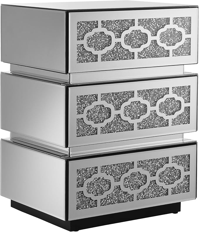 Mirrored Bedside Nightstand, Modern Side Table