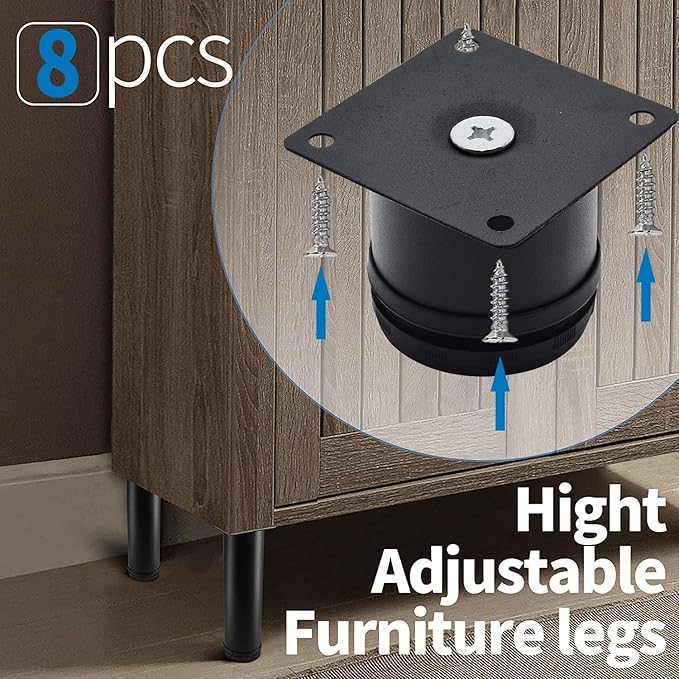 2 Inch Metal Furniture Legs Stainless Steel Adjustable Legs Black Metal Legs