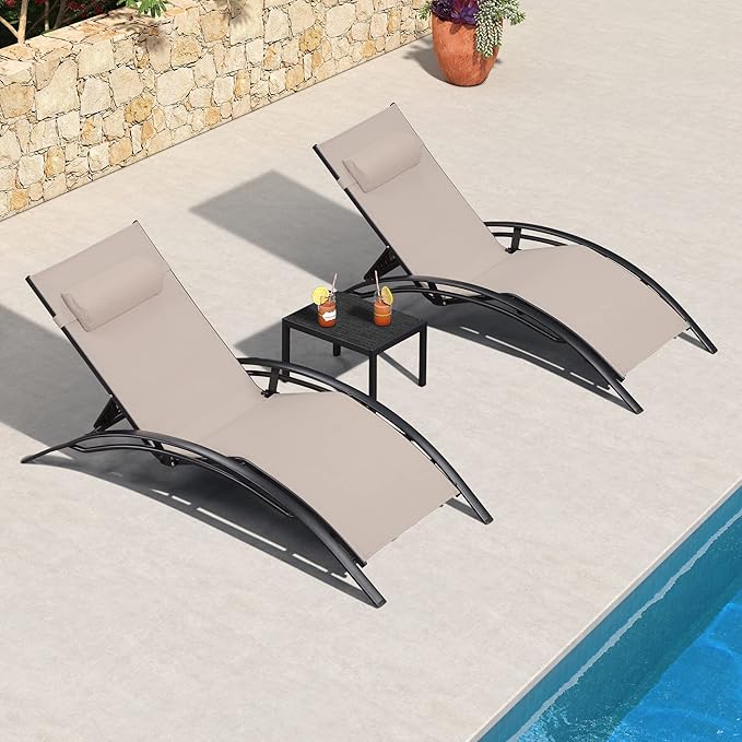 PURPLE LEAF Patio Oversized Chaise Lounge Chair Set