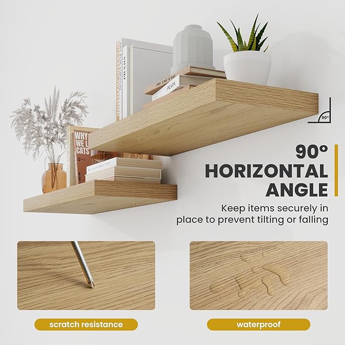 Acovy 55 Inch Floating Shelves, 9.3" Deep Floating Shelf Wall Mounted, Rustic