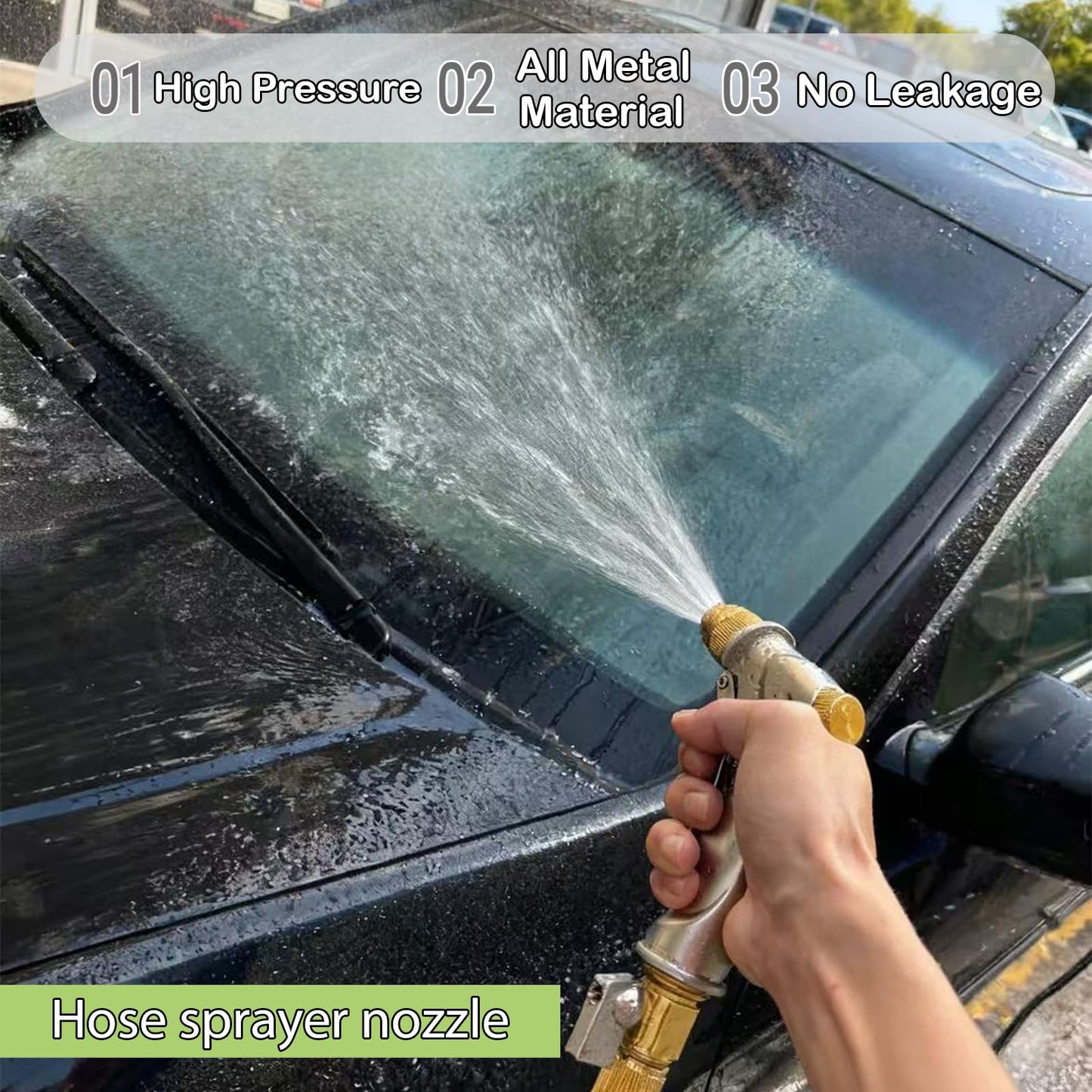 VNEIRSHAH Garden hose nozzle spray,all metal heavy-duty hand-held high pressure hose nozzle,with a variety of adjustable spray modes,suitable for watering plants, yards, car washes,pets and windows