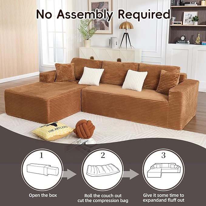 Opiesit 108" Boneless Couches for Living Room, Modular Sectional Sofa