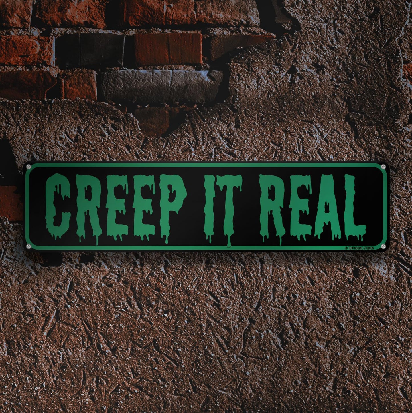 Creep It Real Halloween Theme Street Sign 16" x 4" Spooky Bar Game Room Home Man Cave Home Decor (CreepItRealStreet)
