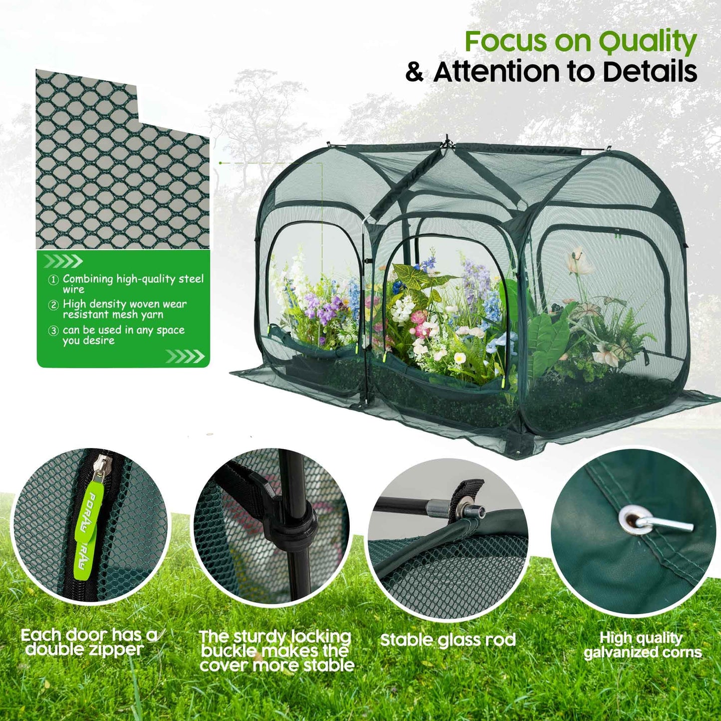 Poray Large 5.3x2.6FT Plant Netting Cover, Pop up Tunnel Crop Cage Gardening Net,Pest Guard Cover for Vegetables &Fruits,Durable Gardening Net for Plant and Animal