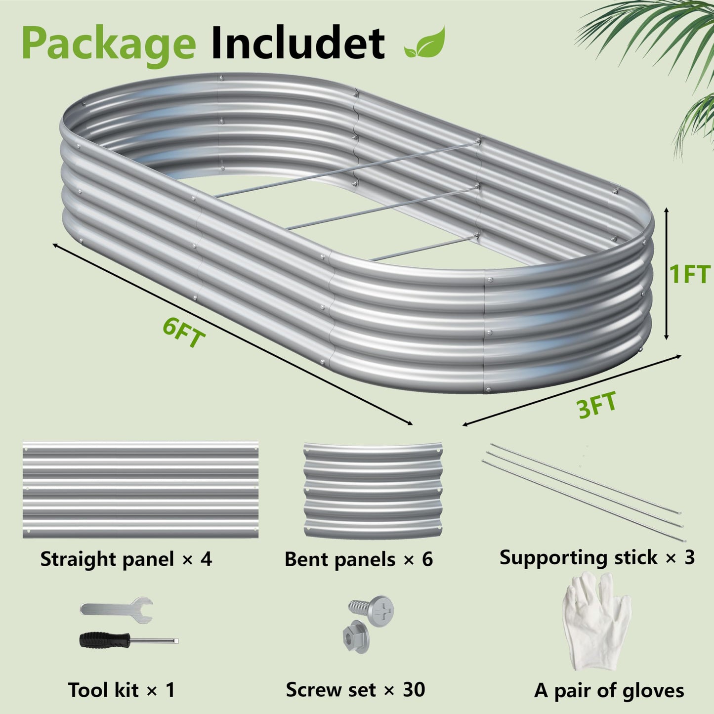 Easllre 2PCS 6x3x1ft Galvanized Metal Raised Garden Bed Kit,Outdoor Planter Box Vegetables,Flowers,Herbs Durable Rust-Resistant Patio Gardening Beds
