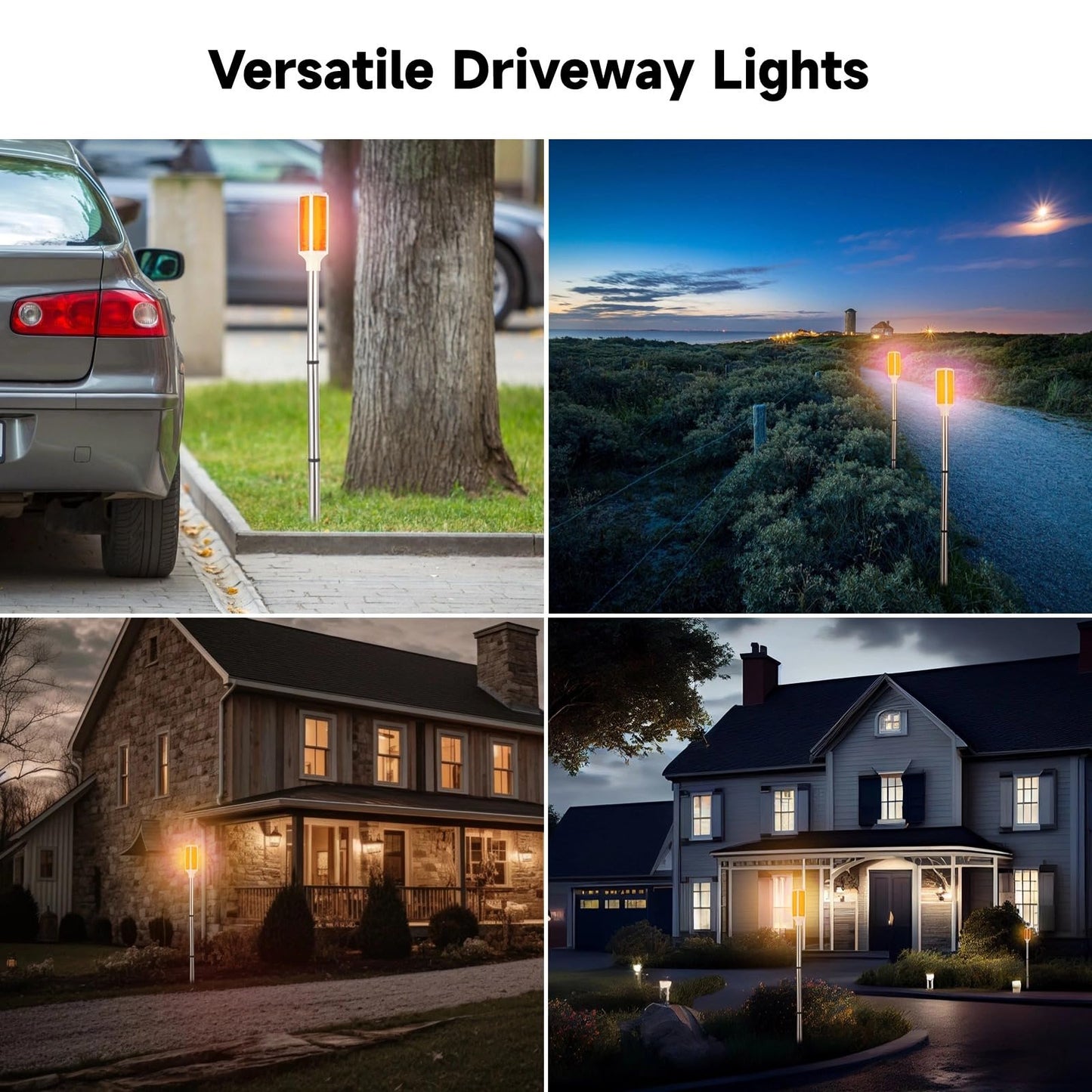 Joyibay 5 PCS Solar Powered Driveway Markers, Solar Warming Landscape Lights, Solar Outdoor Driveway Lights, Landscape Driveway Reflectors on Poles for Snow Road Yard (Orange)