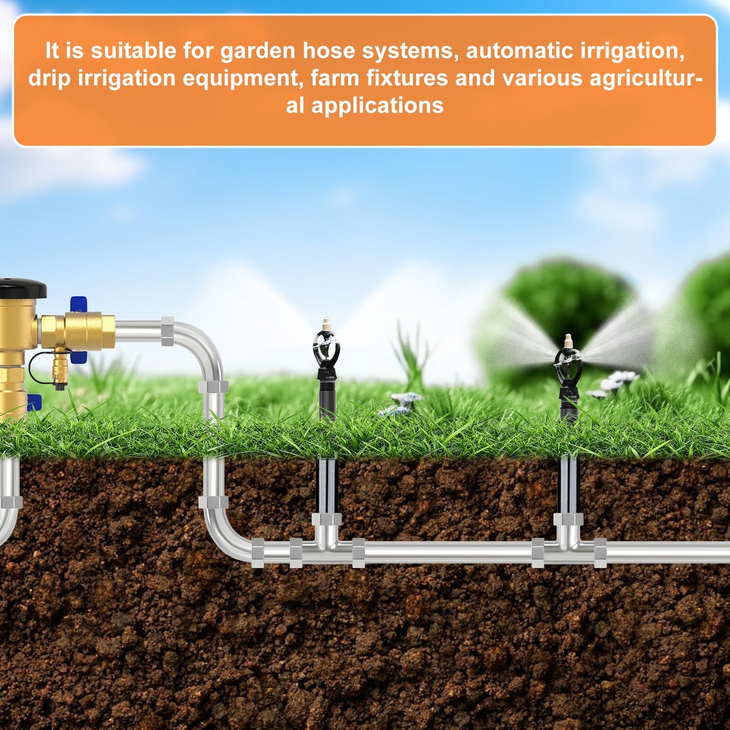 GASHER 12Pcs 1/2 Inch MNPT PVC Male Pipe Thread Sprinkler Head Pipe Riser Extension for Lawn Irrigation System,Length 6 Inch