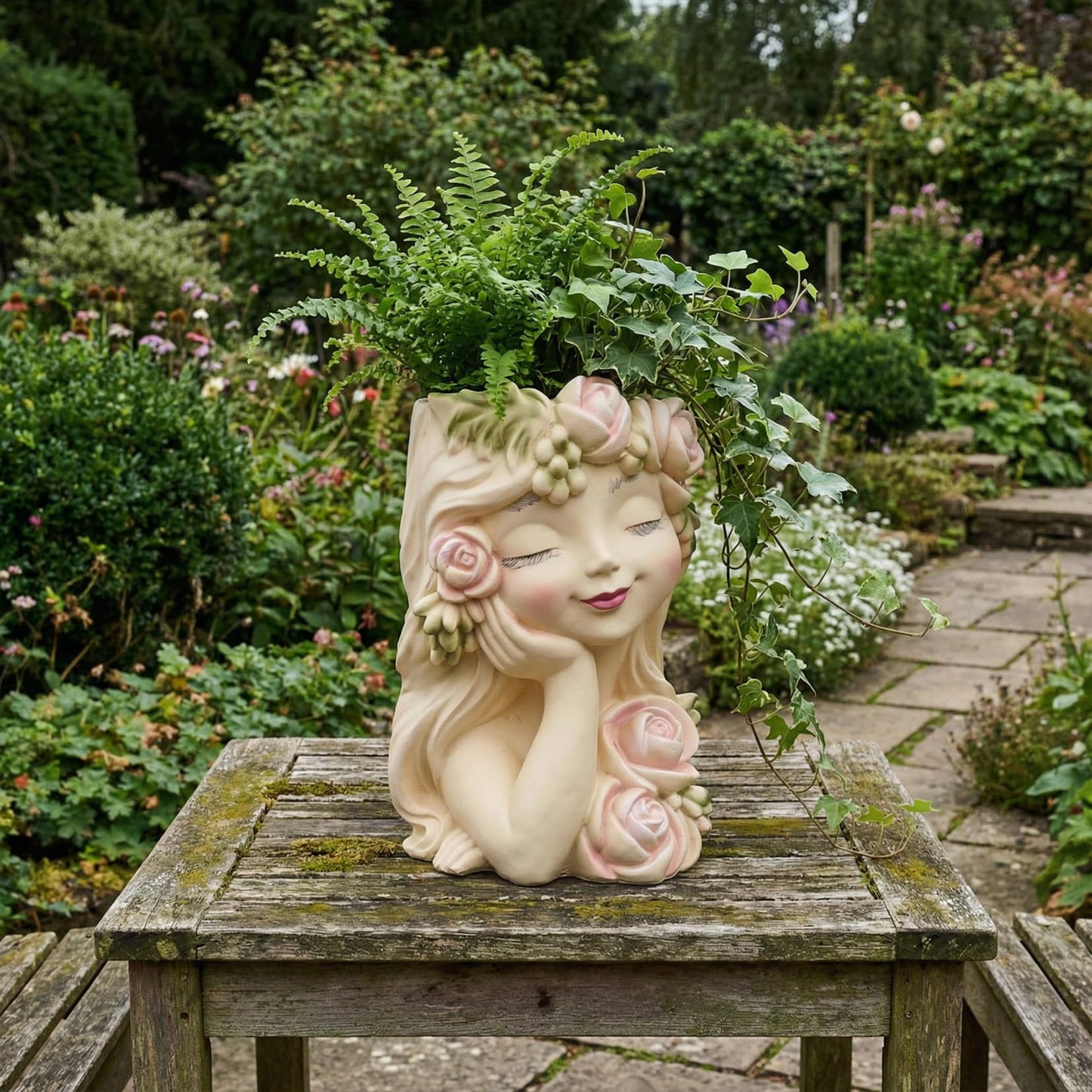 Elenon Head Face Planter for Succulents Indoor Outdoor with Drainage Hole, Unique Home Garden Decor Resin Cute Turtle Flower Pot Gift Idea for Plant Lovers