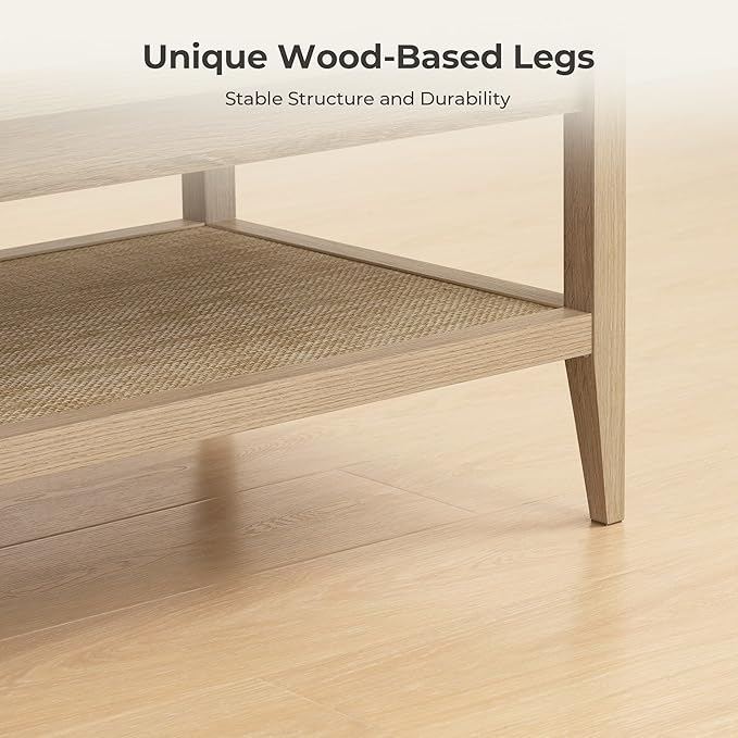 SICOTAS Rattan Coffee Table for Living Room