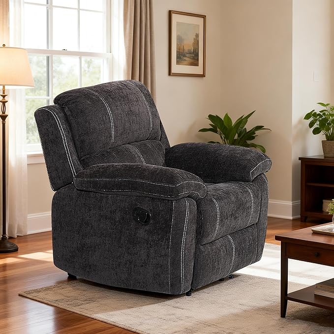 Betsy Furniture Modern Fabric Recliner Sofa Set, Loveseat w/Console, Recliner