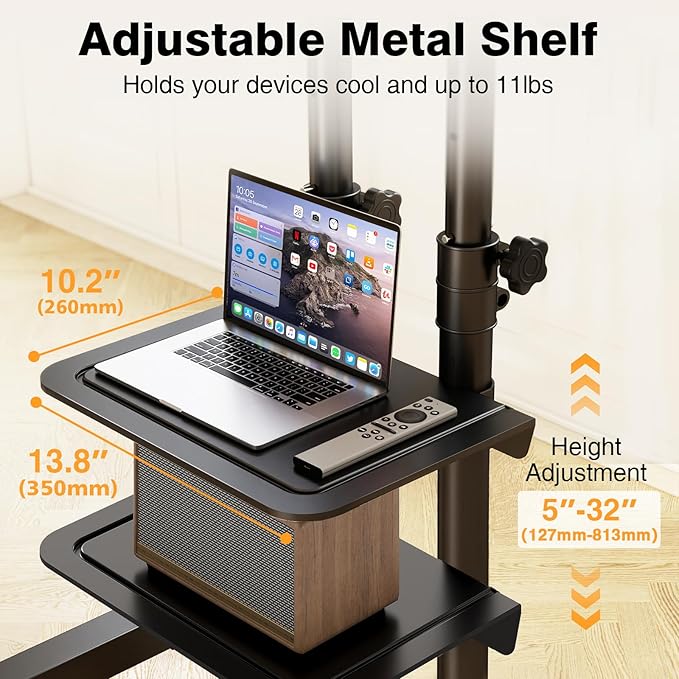 Mobile TV Stand Rolling TV Cart Floor Stand