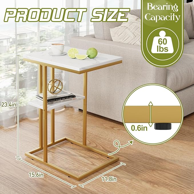 C Shaped End Side Table, Couch Sofa Table