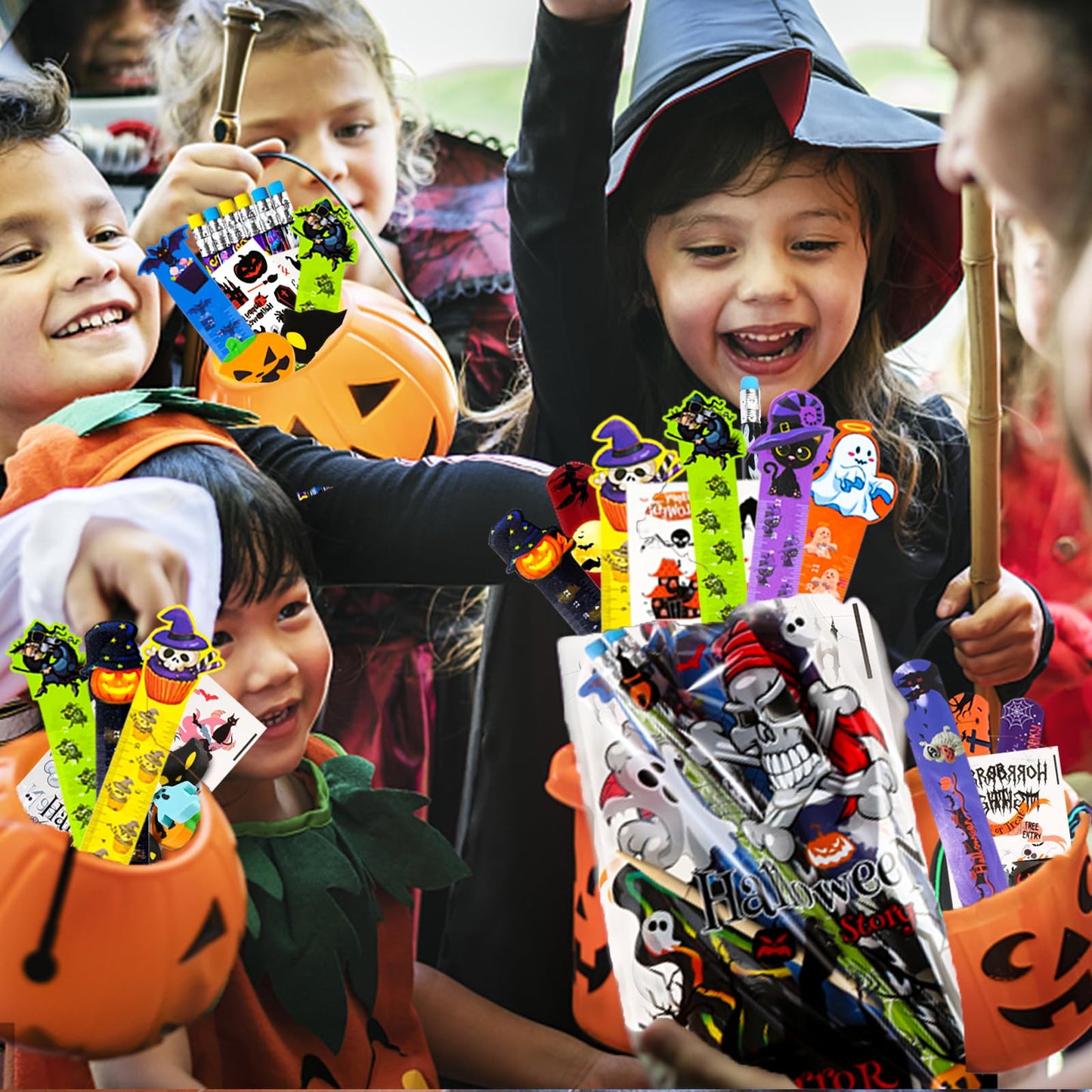 SHODMI 192Pcs Halloween Favors Stationery Gift Set, Trick or Treat Gifts for Kids, Halloween Party Favors for Kids Classroom Prizes Bulk Halloween School Supplies Goodie Bag Stuffers Fillers