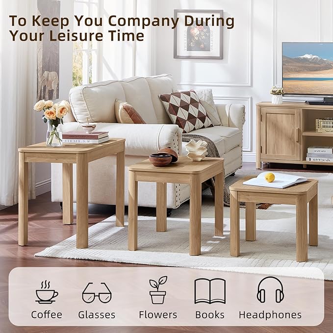 Joaxswe Farmhouse Nesting Tables Set of 3, Nesting Side Tables