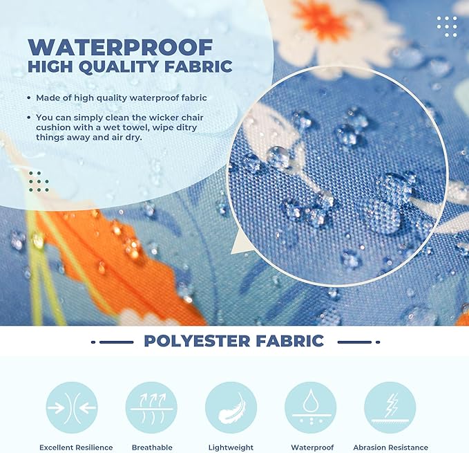 DANGHOOGY Wicker Chair Cushions, Waterproof Outdoor Loveseat Cushions