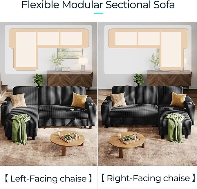 LINSY HOME Sectional Sleeper Sofa